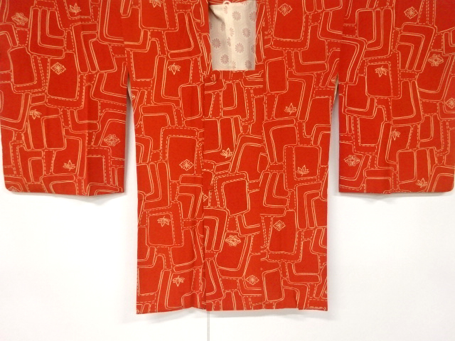 JAPANESE KIMONO / VINTAGE MICHIYUKI COAT / SILK / FLOWER & ABSTRACT